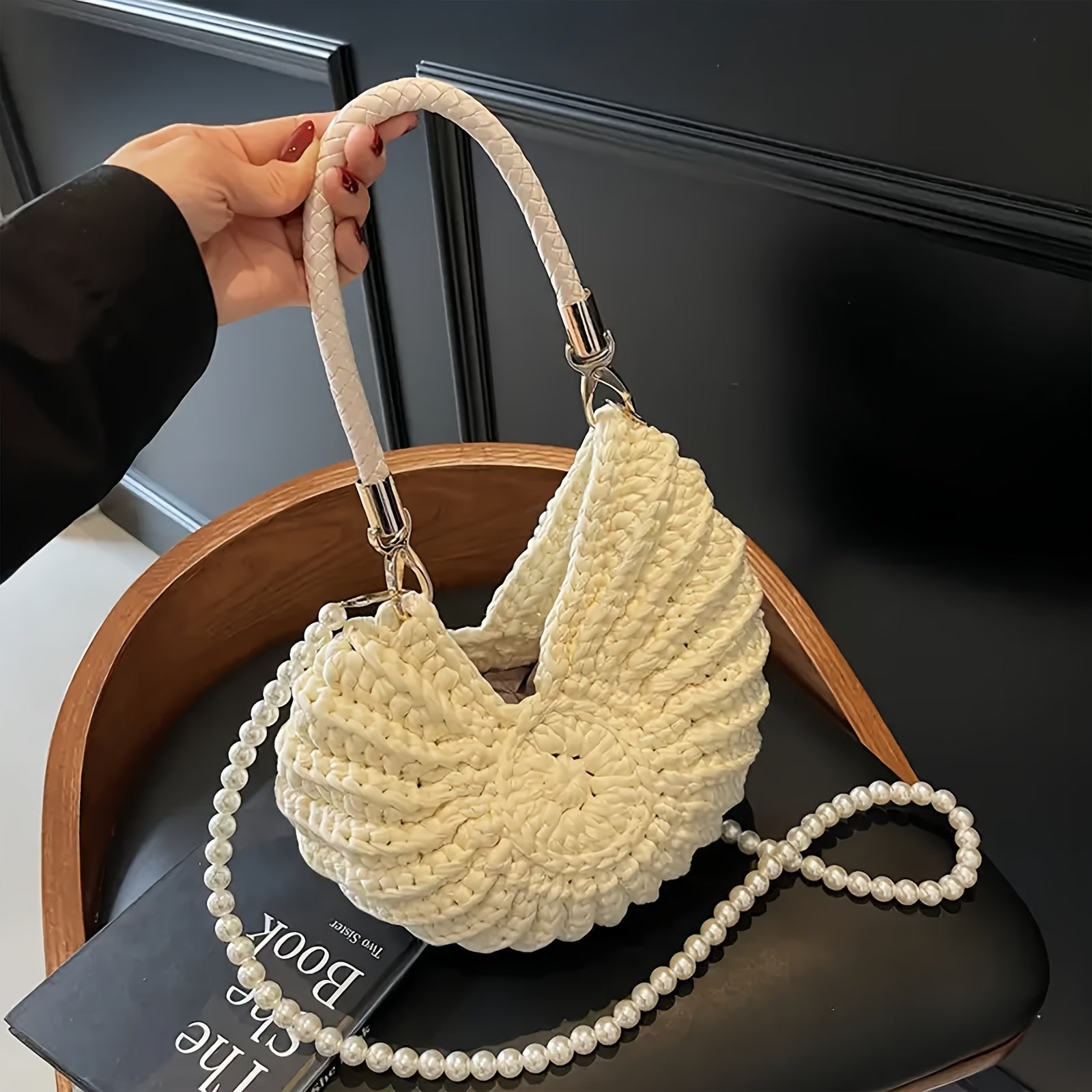 Tamara | Borsa Tote Intrecciata con Cinghia a Catena - Bianco Panna