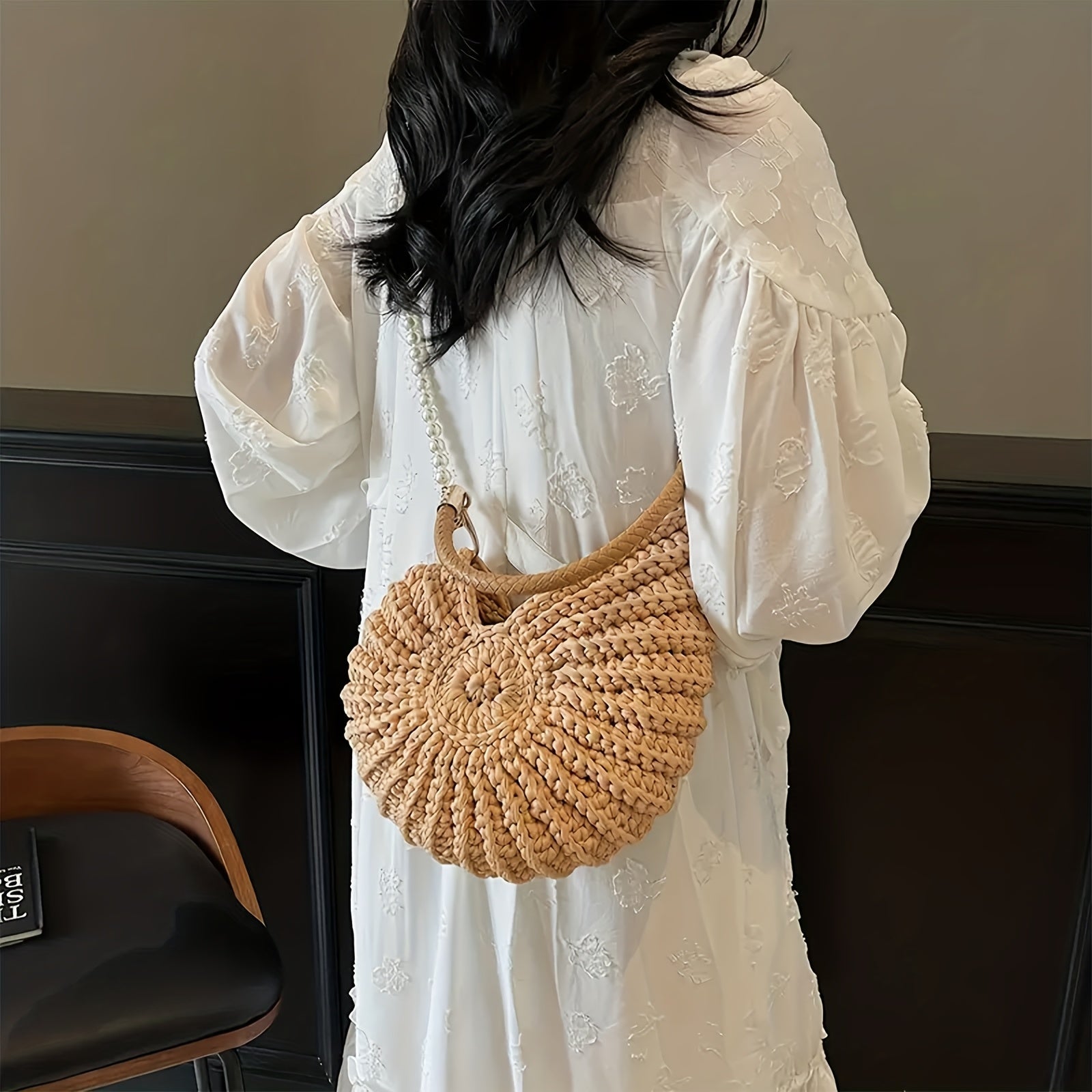 Tea | Borsa Tote Intrecciata con Cinghia a Catena - Cammello