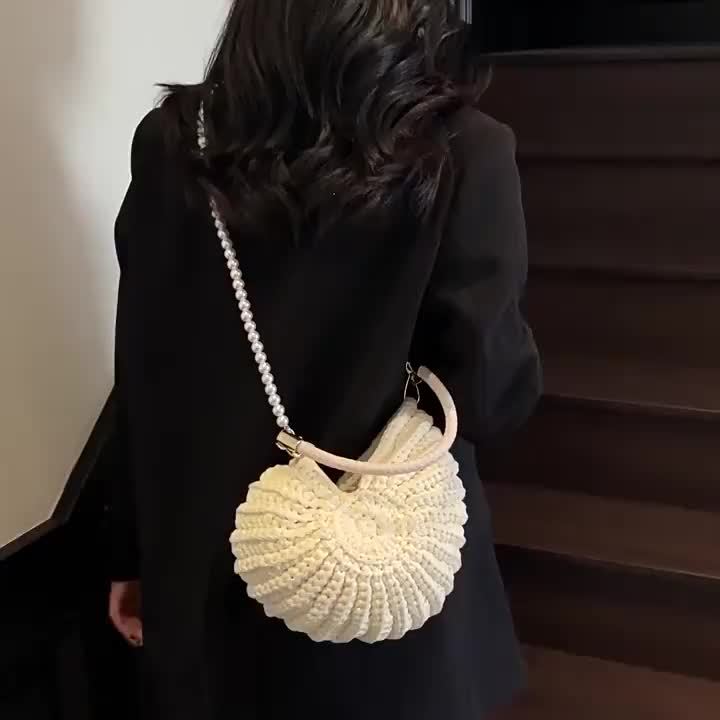 Orsola | Borsa Tote Intrecciata con Cinghia a Catena - Nero